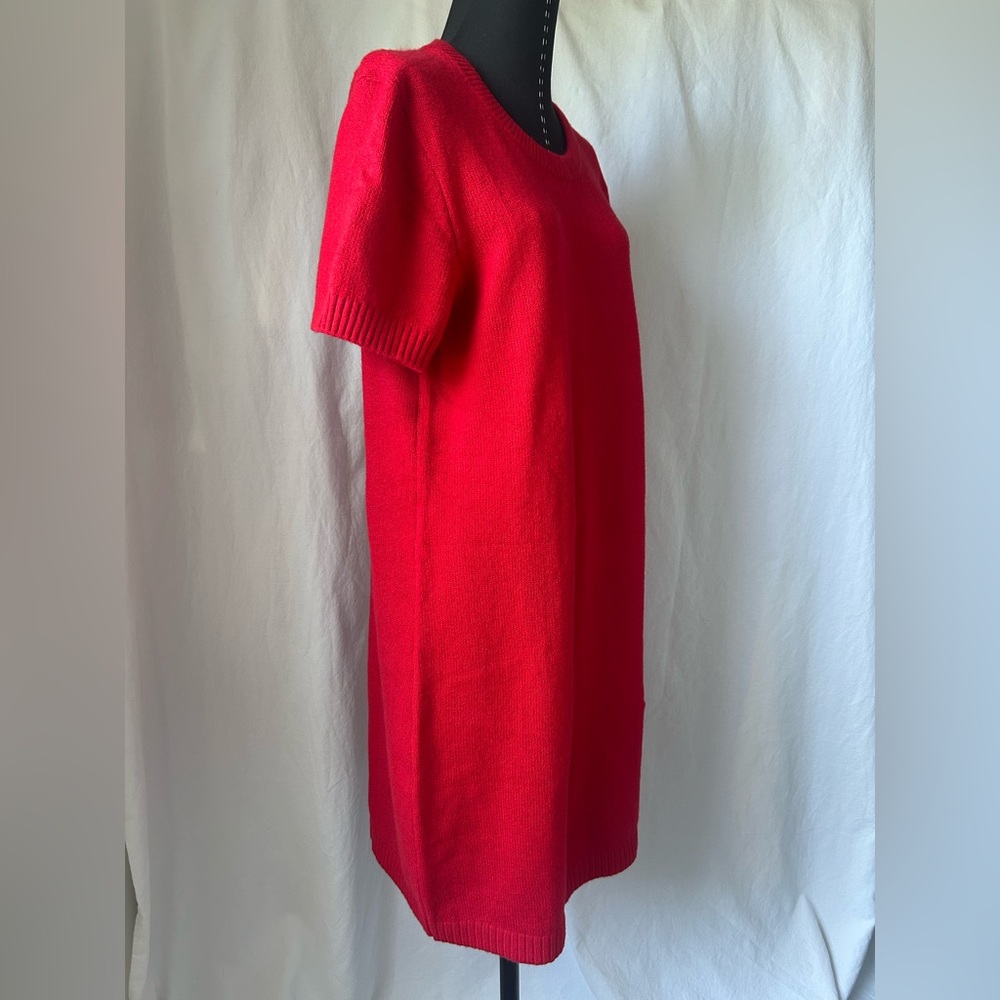 GAP CashSoft Mini Red Knit Short Sleeve Crewneck Sweater Dress Size Large NWT - Picture 5 of 11